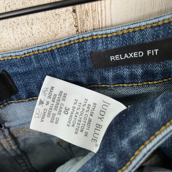 Judy Blue Relaxed Fit Distressed Jeans Mid Rise‎ Medium Wash Womens Size 30 - Picture 7 of 7